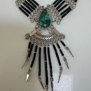 Silver and Black Statement Necklace